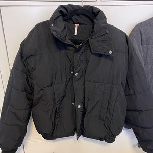 Free People puffer jacket black super cute